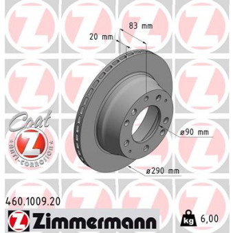 ZIMMERMANN 460.1009.20 - Jeu de 2 disques de frein arrière