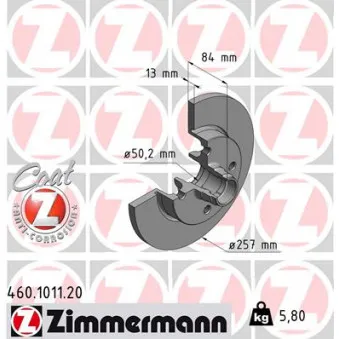 ZIMMERMANN 460.1011.20 - Jeu de 2 disques de frein avant