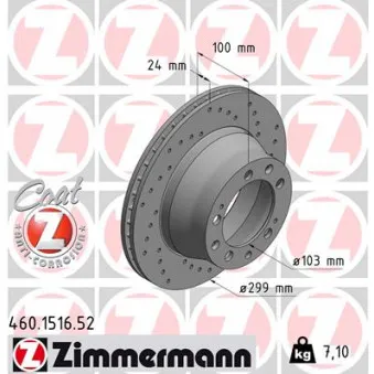 ZIMMERMANN 460.1516.52 - Jeu de 2 disques de frein arrière
