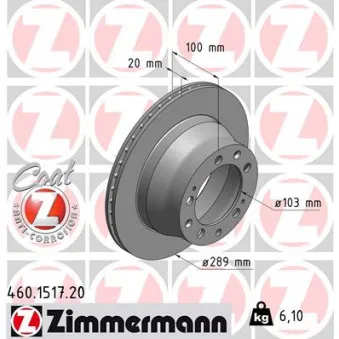 ZIMMERMANN 460.1517.20 - Jeu de 2 disques de frein arrière