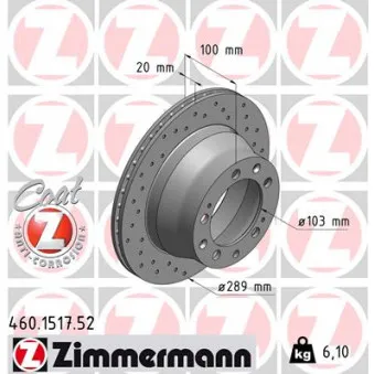 ZIMMERMANN 460.1517.52 - Jeu de 2 disques de frein arrière