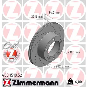 ZIMMERMANN 460.1518.52 - Jeu de 2 disques de frein avant