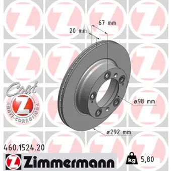Jeu de 2 disques de frein arrière ZIMMERMANN OEM V45-80005