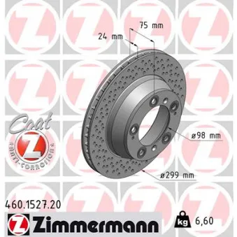 ZIMMERMANN 460.1527.20 - Jeu de 2 disques de frein arrière