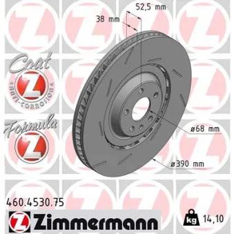 Disque de frein avant gauche ZIMMERMANN OEM 95B615301P