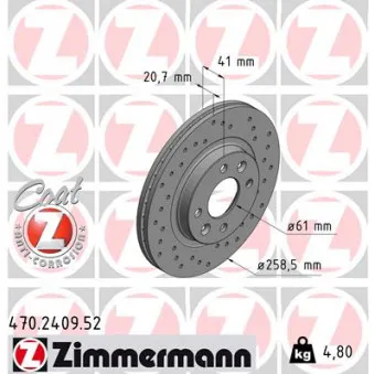 ZIMMERMANN 470.2409.52 - Jeu de 2 disques de frein avant