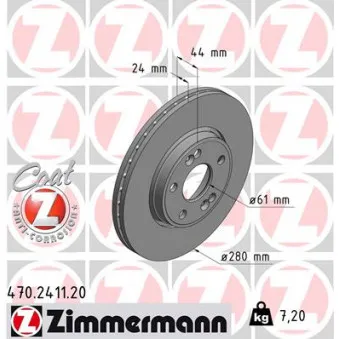 ZIMMERMANN 470.2411.20 - Jeu de 2 disques de frein avant