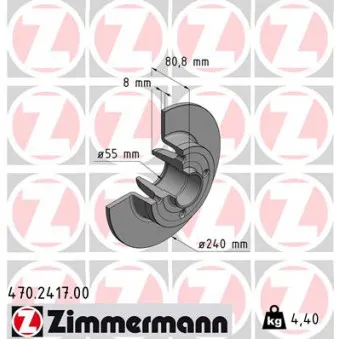Jeu de 2 disques de frein arrière ZIMMERMANN 470.2417.00