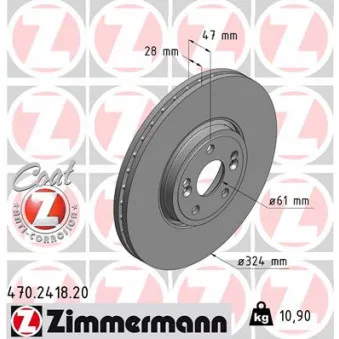 Jeu de 2 disques de frein avant ZIMMERMANN OEM 7701207357
