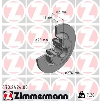 Jeu de 2 disques de frein arrière ZIMMERMANN 470.2424.00