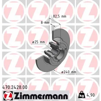 Jeu de 2 disques de frein arrière ZIMMERMANN 470.2428.00