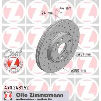 ZIMMERMANN 470.2431.52 - Jeu de 2 disques de frein avant