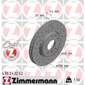 ZIMMERMANN 470.2432.52 - Jeu de 2 disques de frein avant