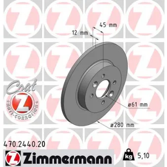 Jeu de 2 disques de frein arrière ZIMMERMANN OEM b130377