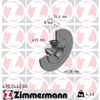 ZIMMERMANN 470.2442.00 - Jeu de 2 disques de frein arrière