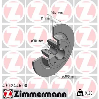 Jeu de 2 disques de frein arrière ZIMMERMANN OEM 8200736267