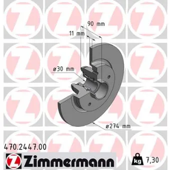Jeu de 2 disques de frein arrière ZIMMERMANN 470.2447.00