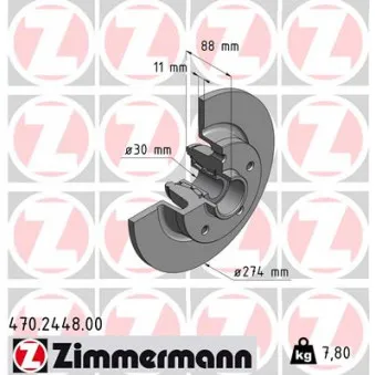 ZIMMERMANN 470.2448.00 - Jeu de 2 disques de frein arrière