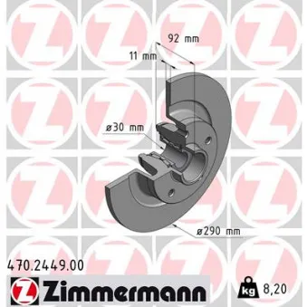 ZIMMERMANN 470.2449.00 - Jeu de 2 disques de frein arrière