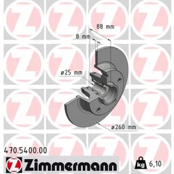 Jeu de 2 disques de frein arrière ZIMMERMANN OEM 61-00-0713