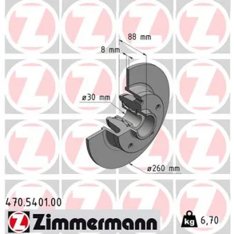 ZIMMERMANN 470.5401.00 - Jeu de 2 disques de frein arrière