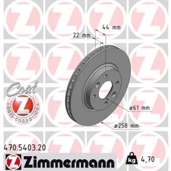 Jeu de 2 disques de frein avant ZIMMERMANN OEM 402062212R