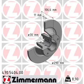 ZIMMERMANN 470.5404.00 - Jeu de 2 disques de frein arrière