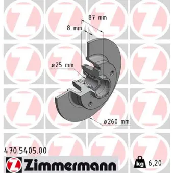 ZIMMERMANN 470.5405.00 - Jeu de 2 disques de frein arrière