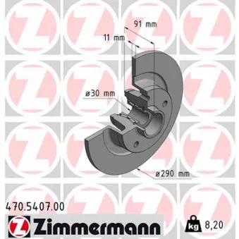 ZIMMERMANN 470.5407.00 - Jeu de 2 disques de frein arrière