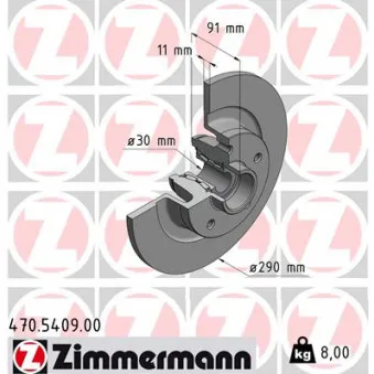 ZIMMERMANN 470.5409.00 - Jeu de 2 disques de frein arrière