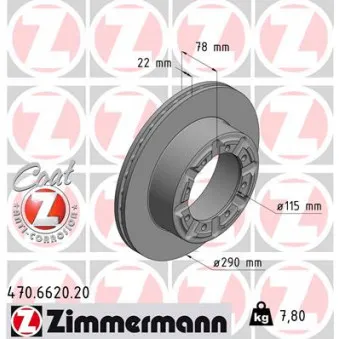 ZIMMERMANN 470.6620.20 - Jeu de 2 disques de frein arrière