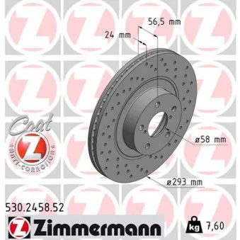 ZIMMERMANN 530.2458.52 - Jeu de 2 disques de frein avant
