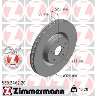 Jeu de 2 disques de frein avant ZIMMERMANN OEM 26300FE070