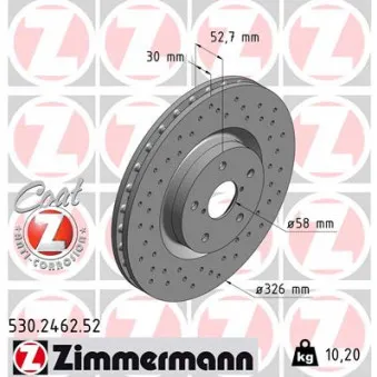 ZIMMERMANN 530.2462.52 - Jeu de 2 disques de frein avant