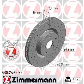 Jeu de 2 disques de frein avant ZIMMERMANN OEM 26300FE070