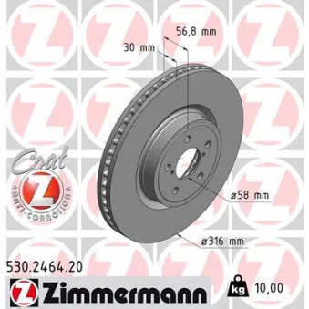 ZIMMERMANN 530.2464.20 - Jeu de 2 disques de frein avant