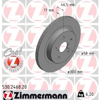 Jeu de 2 disques de frein arrière ZIMMERMANN 530.2468.20