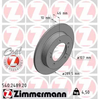 ZIMMERMANN 540.2489.20 - Jeu de 2 disques de frein avant