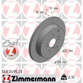 Jeu de 2 disques de frein arrière ZIMMERMANN 540.2495.20