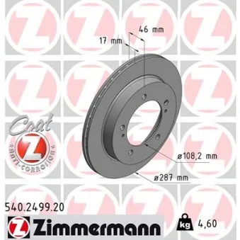 ZIMMERMANN 540.2499.20 - Jeu de 2 disques de frein avant