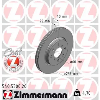 ZIMMERMANN 540.5300.20 - Jeu de 2 disques de frein avant