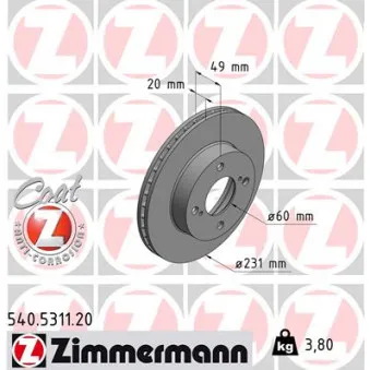 Jeu de 2 disques de frein avant ZIMMERMANN OEM 5531184M00000