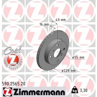 ZIMMERMANN 590.2565.20 - Jeu de 2 disques de frein avant