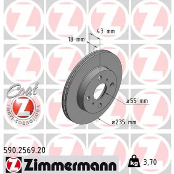 ZIMMERMANN 590.2569.20 - Jeu de 2 disques de frein avant