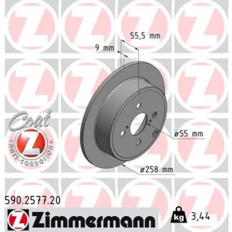 Jeu de 2 disques de frein arrière ZIMMERMANN 590.2577.20
