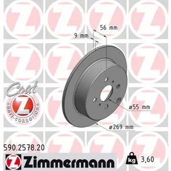 ZIMMERMANN 590.2578.20 - Jeu de 2 disques de frein arrière