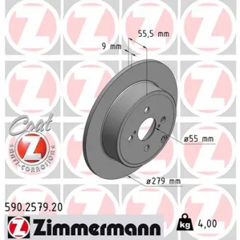 Jeu de 2 disques de frein arrière ZIMMERMANN 590.2579.20