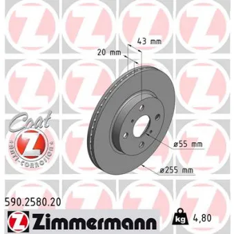 ZIMMERMANN 590.2580.20 - Jeu de 2 disques de frein avant