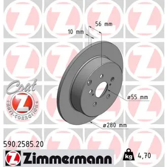 Jeu de 2 disques de frein arrière ZIMMERMANN OEM 4243105060