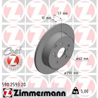 Jeu de 2 disques de frein arrière ZIMMERMANN OEM 424310F010